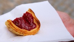 Red cream Portuguese cherries tarts