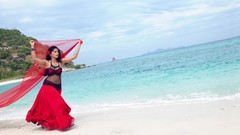 Red dress Beaches outdoors bollywood beach girls Bollywood 