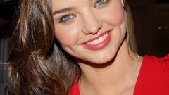 Red dress smiling brunettes models miranda kerr cleavage 