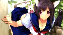 Red eyes Anime downblouse