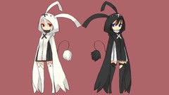 Red eyes anime girls blue eyes animal ears Simple Background 