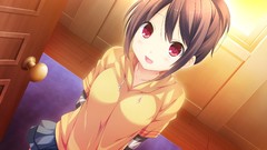 Red eyes anime girls brunettes game cg Kanojo To Ore To Koibito 