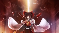Red eyes anime girls brunettes hakurei reimu touhou miko video 