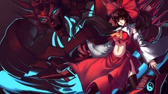 Red eyes anime girls brunettes hakurei reimu touhou video games 