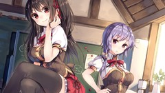 Red eyes anime girls brunettes school uniforms seifuku namaiki 