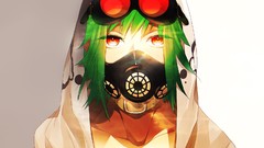 Red eyes anime girls goggles short hair vocaloid green hair gas 