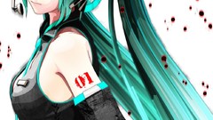 Red eyes anime girls hatsune miku vocaloid Simple Background 