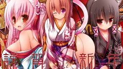 Red eyes anime girls nekomimi animal ears hentai