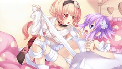 Red eyes anime girls purple hair purple eyes yuri 