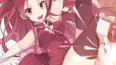 Red eyes anime girls sai mahou shoujo madoka magica sakura 