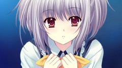 Red eyes anime girls seifuku gray hair game cg