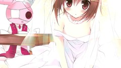 Red eyes anime girls short hair brides wedding dresses 