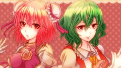 Red eyes anime girls short hair green hair touhou kazami yuuka 