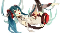 Red eyes barefoot anime girls hatsune miku vocaloid miku append 