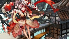 Red eyes barefoot Japanese clothes tengu