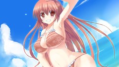 Red eyes Beaches blush bikini hentai erect nipples