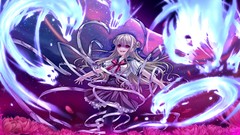 Red eyes blondes anime girls school uniforms saeki hokuto game 