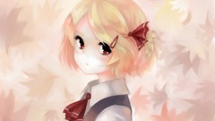 Red eyes blondes anime girls short hair touhou rumia hair 