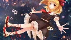 Red eyes blondes anime girls short hair touhou rumia video games