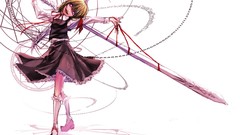 Red eyes blondes anime girls short hair touhou rumia video games