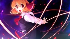 Red eyes blondes anime girls touhou rumia video games