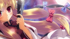 Red eyes blondes anime girls touhou yakumo yukari video games