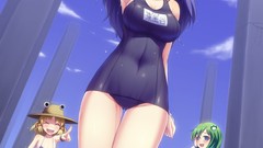 Red eyes blondes blush anime girls blue eyes kochiya sanae 