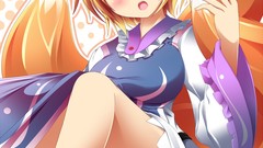 Red eyes blondes blush anime girls touhou animal ears tails 
