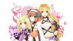 Red eyes blondes long hair anime girls green eyes short hair