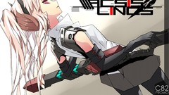 Red eyes blondes long hair anime girls ponytails original 