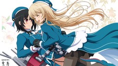 Red eyes blondes long hair uniforms short hair pantyhose black 