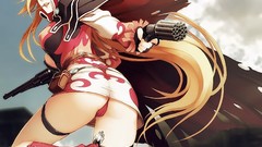 Red eyes blondes nitroplus video games girls with guns fantasy 