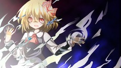 Red eyes blondes short hair touhou rumia hair bow video games