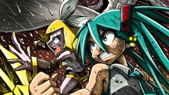 Red eyes blondes sweat blue hair pink hair blue eyes green eyes 