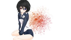 Red eyes blue eyes short hair black hair misaki mei Another 