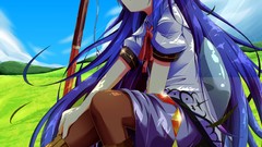 Red eyes blue hair anime girls touhou hinanawi tenshi video 