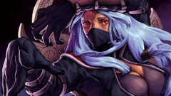 Red eyes blue hair League of Legends Irelia