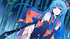 Red eyes blue hair long hair anime girls touhou hinanawi tenshi 