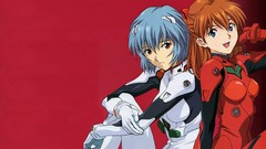 Red eyes blue hair long hair blue eyes short hair asuka langley 