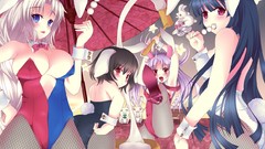 Red eyes blush anime girls blue eyes touhou black hair animal 