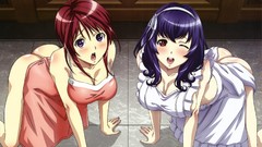 Red eyes blush anime girls short hair wink purple hair seikon 