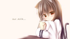 Red eyes blush long hair anime girls black hair nekomimi animal 