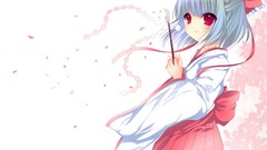 Red eyes bows anime girls miko Japanese clothes
