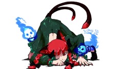 Red eyes braids touhou animal ears kaenbyou rin tails video 