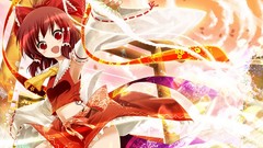 Red eyes brunettes hakurei reimu touhou miko video games 