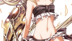 Red eyes chains blondes anime girls bikini thigh highs