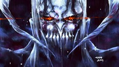 Red eyes faces artwork fantasy art