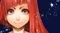 Red eyes faces long hair anime girls short hair redheads