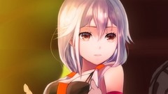 Red eyes faces pink hair long hair guilty crown yuzuriha inori 