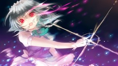 Red eyes gloves anime girls short hair braids gray hair touhou 